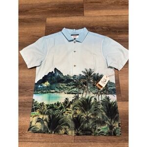 Roark Gonzo Palms Camp Collar Shirt - Hinano Otemanu Light Blue NWT Size‎ Medium